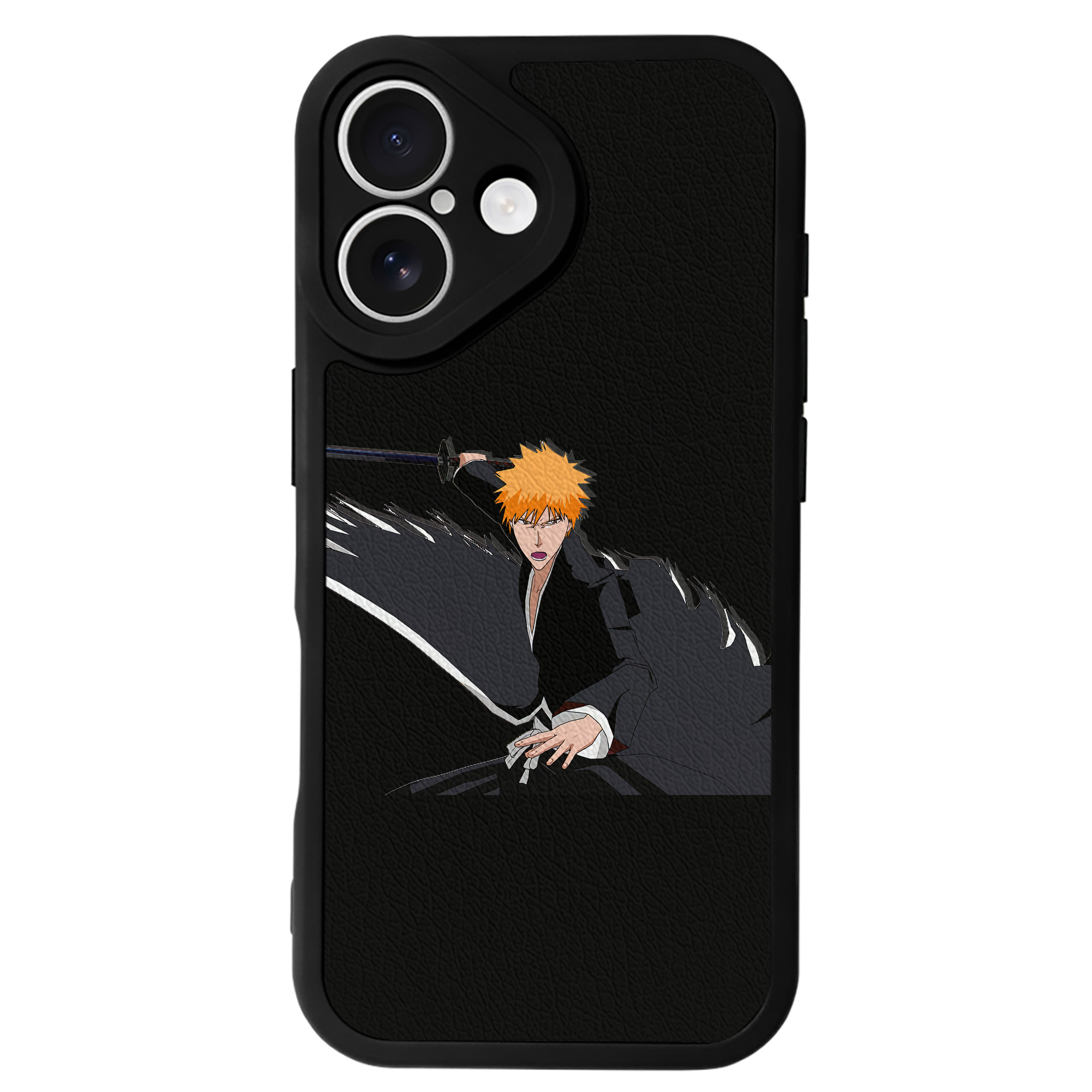 ブリーチ 黒崎一護（くろさき いちご）BLEACH Kurosaki Ichigo 【iPhone 16シリーズ対応】シリコンスマホケース（レザー調） 材質：シリコン